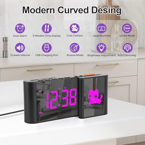 SZELAM Alarm Clock with RGB Light and Mirror