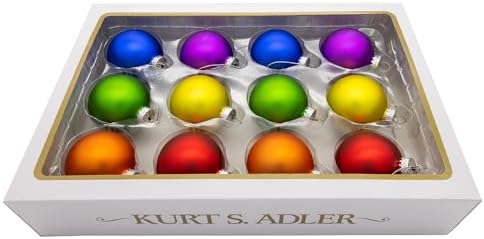 Kurt Adler 60MM Glass Rainbow Ball Ornaments Set