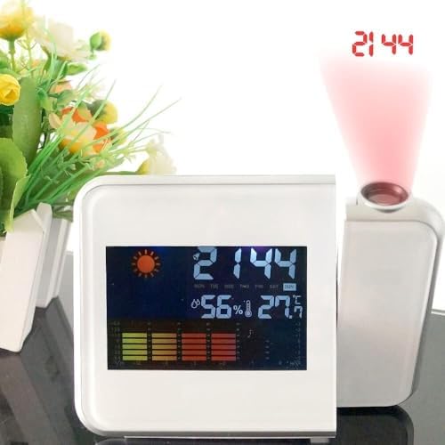 Wangjissa Dntum LED Projection Alarm Clock with Weather Forecast and USB Power