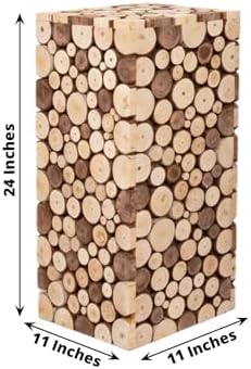 Efavormart Natural Wooden Slices Pedestal Stand 24 Inch