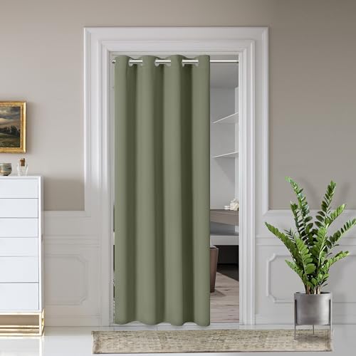 AOSKY Door Curtains Privacy Panel Olive Green 52x80 Inch