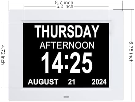 TMC 8 Inch Digital Dementia Clock with Auto-Dimming Display and Medicine Reminders