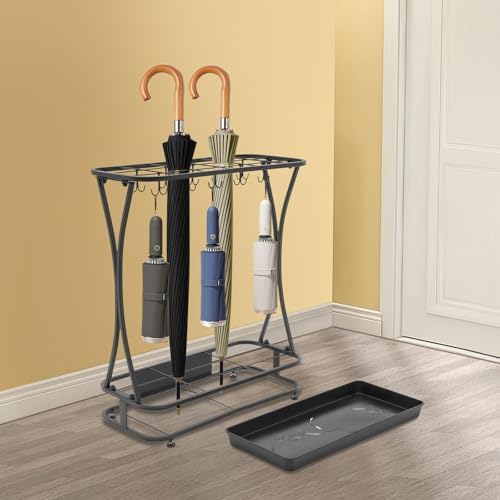 ACNAO Metal Umbrella Stand with Drip Tray and 20 Hooks
