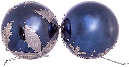 Kurt S Adler 80MM Navy Blue Glass Ball Ornaments 6-Pack