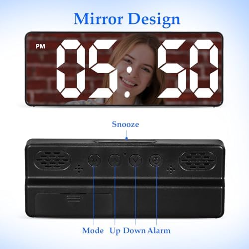 Digital LED Alarm Clock with Mirror and Multi-alarm Function