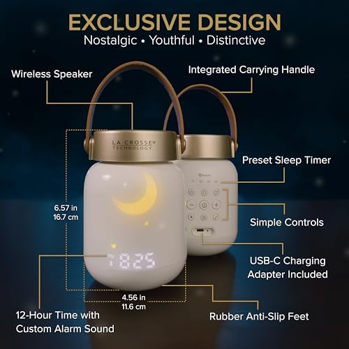 La Crosse Technology Firefly Sound Machine with Alarm Clock and Bluetooth Speaker