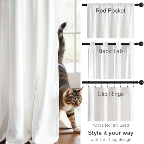 Lazzzy White Velvet 90 Inch Curtains for Living Room Bedroom