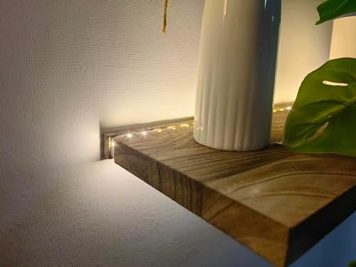 Comtelek Floating Shelves with LED Lights Set of 2