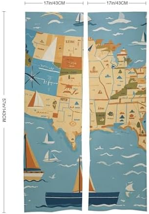 Nautical Sailboat Map Door Curtain 57x17 Inches