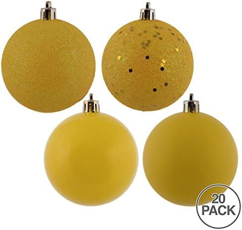 Vickerman 275 Yellow 4-Finish Ornament Set 20 Pack