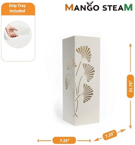 Mango Steam White Tall Japanese Ginkgo Leaf Umbrella Holder Stand Rack Organizer