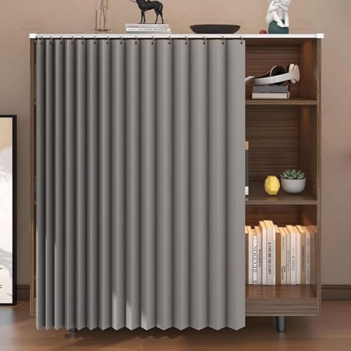 Temporary Door Curtain with Track Rail and Pleated Folding Design