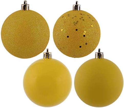 Vickerman 275 Yellow 4-Finish Ornament Set 20 Pack
