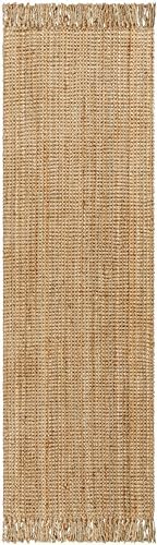 Moncton Bohemian Jute Runner Rug - 26 x 16 Farmhouse Style Hallway Carpet