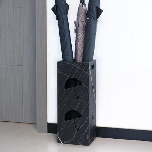 Square Freestanding Black Umbrella Stand with Drip Tray