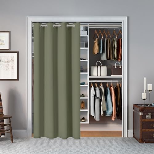 AOSKY Door Curtains Privacy Panel Olive Green 52x80 Inch