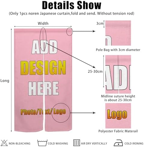 Custom Noren Curtain for Door Divider with Photo Text Logo