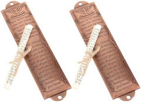 LOGOFUN 2PCS Bronze Mezuzah with Scroll Case