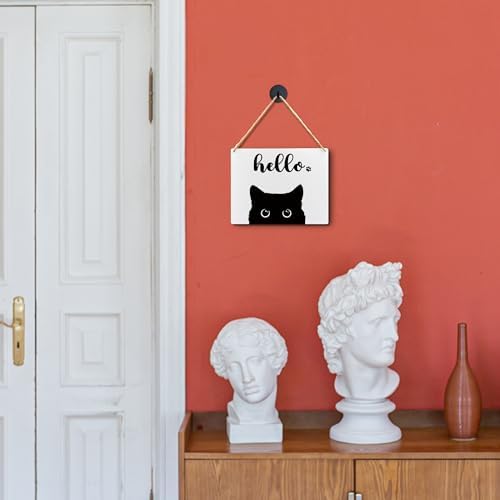 Lacosu Wall Pediment Cat Welcome Sign 10x8 Inches