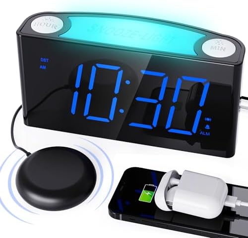 Vibrating Alarm Clock with Bed Shaker and Night Light
