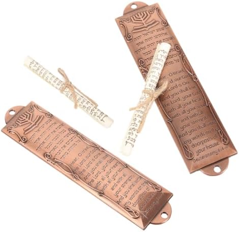 LOGOFUN 2PCS Bronze Mezuzah with Scroll Case