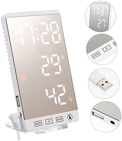 LED Mirror Digital Clock with Temperature and Humidity Display