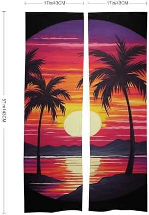Palm Tree Sunset Door Cover Curtain 57x17 Inches
