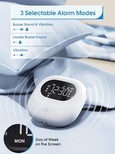 Vibrating Alarm Clock with 3 Wake Modes for Heavy Sleepers