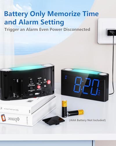 Vibrating Alarm Clock with Bed Shaker and Night Light