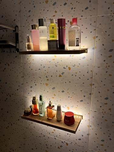 Comtelek Floating Shelves with LED Lights Set of 2