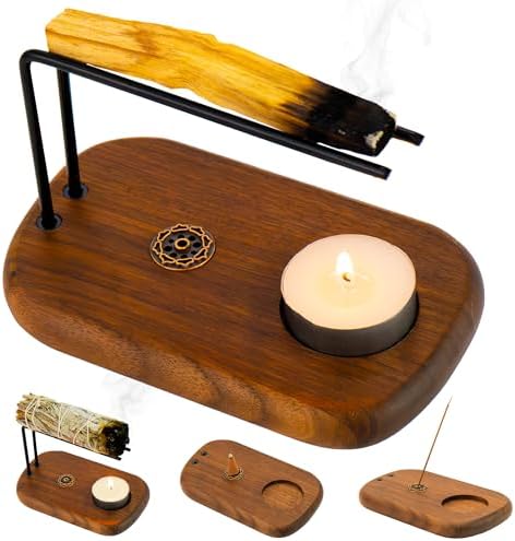 4 in 1 Walnut Wood Palo Santo Holder with Booklet