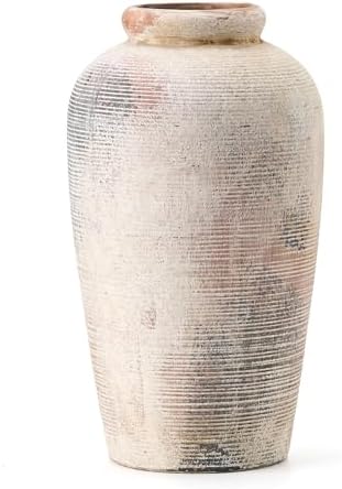 Large Ceramic Rustic Vase 11 Inch Gray