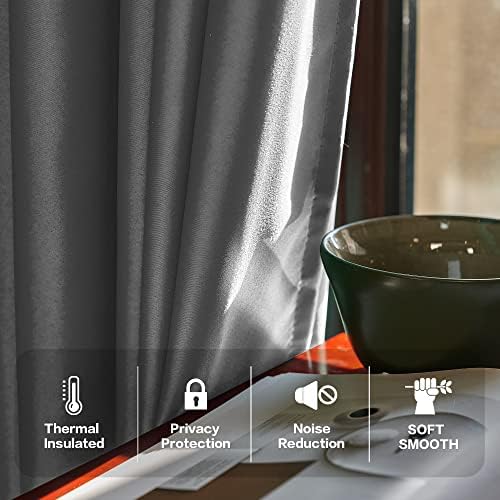 HUTO Grey Pinch Pleat Thermal Curtains 96 Inches Long for Living Room