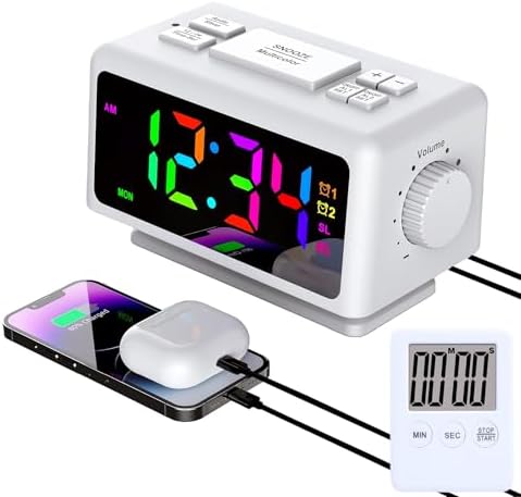 YHFITN RGB Alarm Clock with Perpetual Calendar and FM Radio