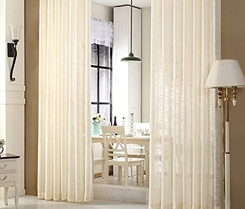 Simple Linen Sheer Voile Rod Pocket Tulle Curtain Panel Yellow