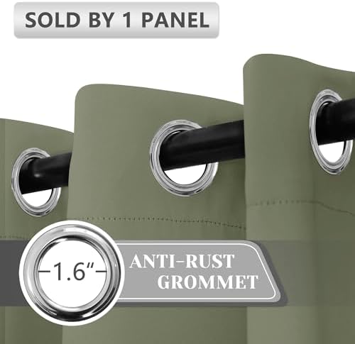 AOSKY Door Curtains Privacy Panel Olive Green 52x80 Inch