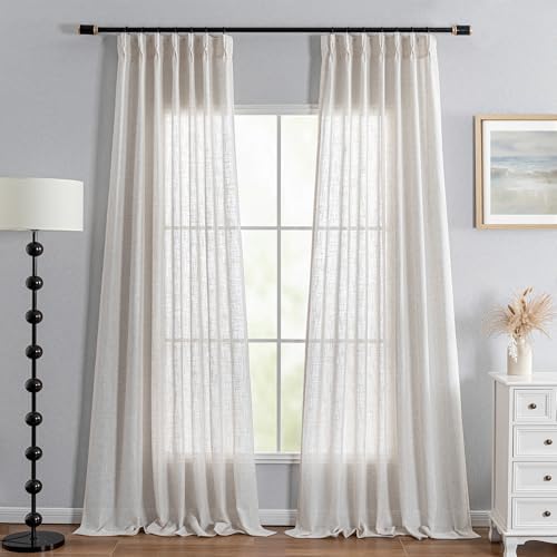 MYSKY HOME Linen Curtains 84 x 40 2 Panels Set