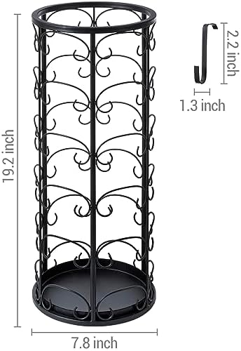 MyGift Matte Black Metal Umbrella Stand with 3 Hooks