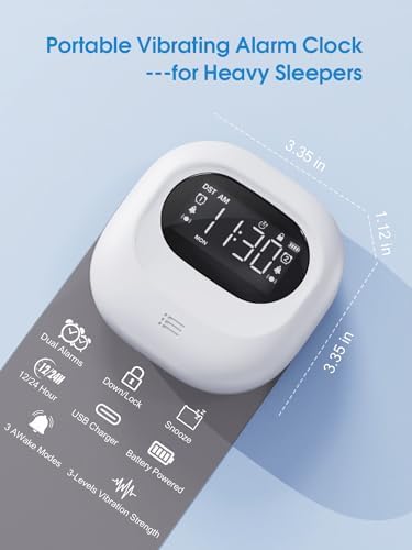 Vibrating Alarm Clock with 3 Wake Modes for Heavy Sleepers