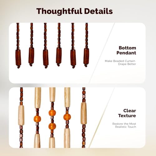 Handmade Bamboo Beaded Curtain - 31 Strands Chocolate Brown