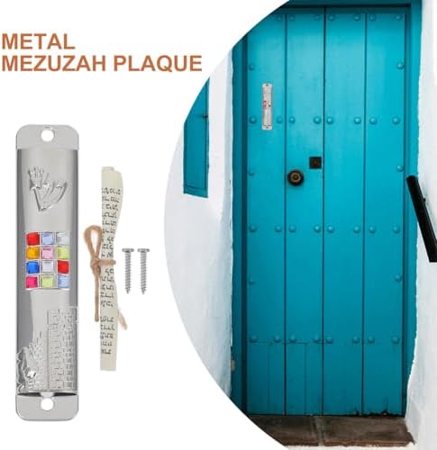 LOGOFUN 2 Sets Mezuzah with Scroll for Door Jewish Mitzvah Silver