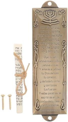 LOGOFUN Gold Metal Mezuzah with Scroll for Home Decor