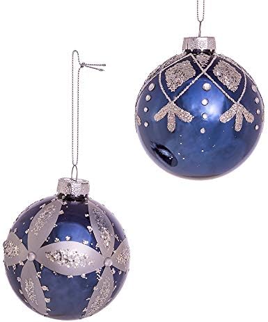 Kurt S Adler 80MM Navy Blue Glass Ball Ornaments 6-Pack