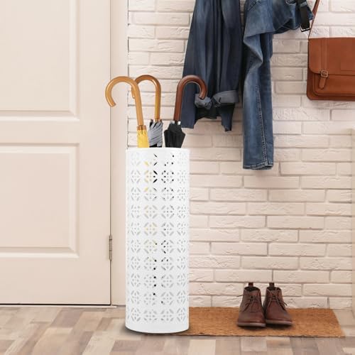 Modern Metal Umbrella Stand for Entryway White