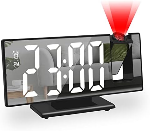 Digital Alarm Clocks for Bedrooms with LED Projection and Mirror Display