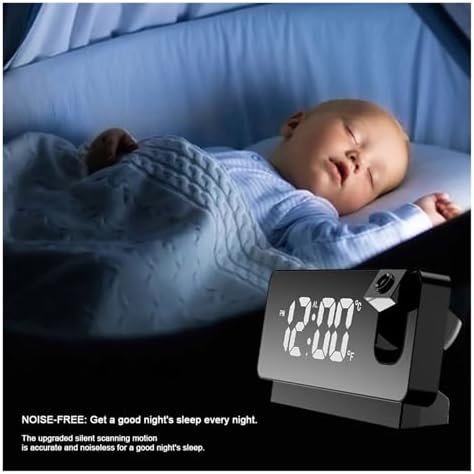 Digital Ceiling Projector Alarm Clock with Temperature Display