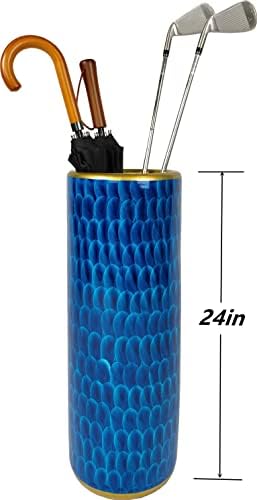 Landchy Peacock Blue Porcelain Umbrella Stand Holder