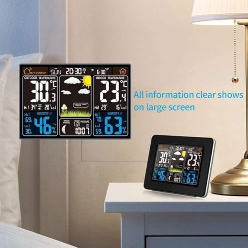 HD Weather Station with Alarm Clock and Moon Phase Display