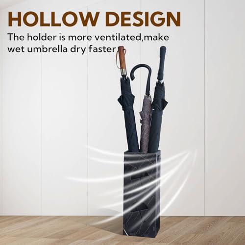 Square Freestanding Black Umbrella Stand with Drip Tray