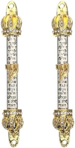 LOGOFUN 2pcs Mezuzah with Scroll Gold Religious Decor